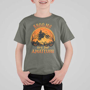 Riding Witch T Shirt For Kid Brooms Are For Amateurs Funny Motorbiker TS02 Military Green Print Your Wear