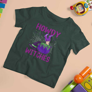 Halloween Witch T Shirt For Kid Howdy Witches Western Cowgirl TS02 Dark Forest Green Print Your Wear