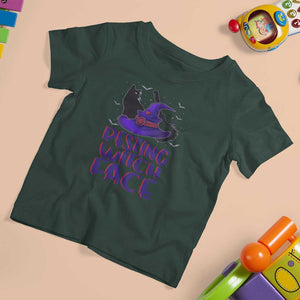 Funny Witch T Shirt For Kid Resting Witch Face With Black Cat TS02 Dark Forest Green Print Your Wear