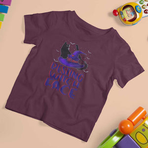 Funny Witch T Shirt For Kid Resting Witch Face With Black Cat TS02 Maroon Print Your Wear
