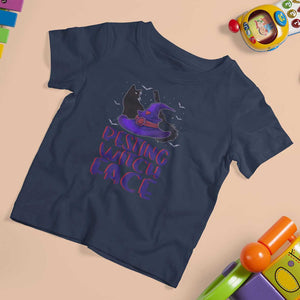 Funny Witch T Shirt For Kid Resting Witch Face With Black Cat TS02 Navy Print Your Wear