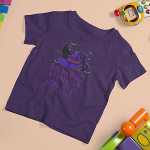 Funny Witch T Shirt For Kid Resting Witch Face With Black Cat TS02 Purple Print Your Wear