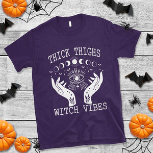 Thick Thighs Witch Vibes Celestial Witchcraft Moon Phases T Shirt TS02 Purple Print Your Wear