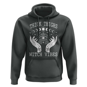 Thick Thighs Witch Vibes Celestial Witchcraft Moon Phases Hoodie TS02 Dark Heather Print Your Wear