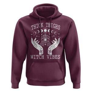Thick Thighs Witch Vibes Celestial Witchcraft Moon Phases Hoodie TS02 Maroon Print Your Wear