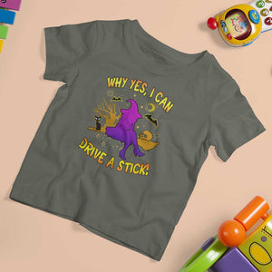 Halloween Witch T Shirt For Kid Why Yes I Can Drive A Stick TS02 Military Green Print Your Wear