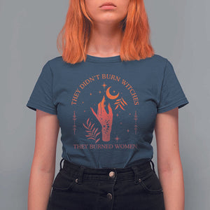 Celestial Witchy Feminist T Shirt For Women They Didn't Burn Witches They Burned Women TS02 Navy Print Your Wear