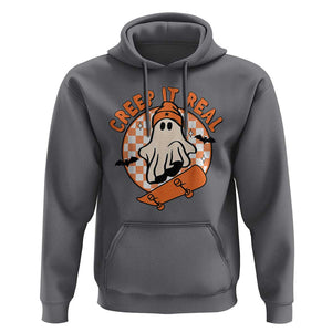Halloween Skating Boo Sheet Hoodie Creep It Real Ghost Fall Season Retro Vintage TS02 Charcoal Print Your Wear