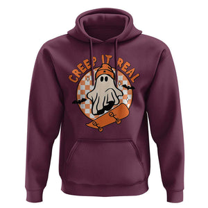Halloween Skating Boo Sheet Hoodie Creep It Real Ghost Fall Season Retro Vintage TS02 Maroon Print Your Wear