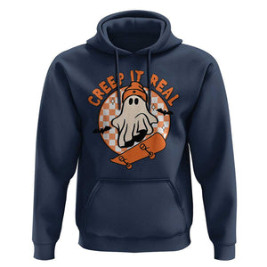 Halloween Skating Boo Sheet Hoodie Creep It Real Ghost Fall Season Retro Vintage TS02 Navy Print Your Wear