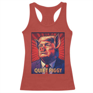 Quiet Piggy Sarcastic Trump Racerback Tank Top Funny Pig Political Satire TS02 Red Print Your Wear