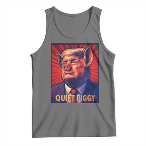 Quiet Piggy Sarcastic Trump Tank Top Funny Pig Political Satire TS02 Black Heather Print Your Wear