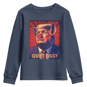 Quiet Piggy Sarcastic Trump Youth Sweatshirt Funny Pig Political Satire TS02 Navy Print Your Wear