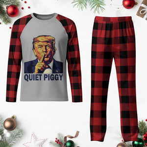 Quiet Piggy Shhh Trump Meme Plaid Pajama Set Funny Political Satire Free Speech TS02 Buffalo Plaid Print Your Wear