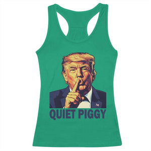 Quiet Piggy Shhh Trump Meme Racerback Tank Top Funny Political Satire Free Speech TS02 Irish Green Print Your Wear