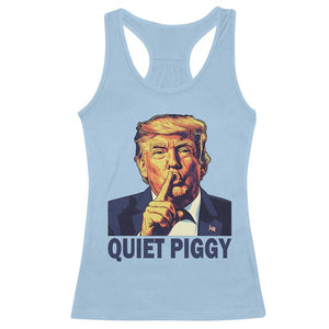 Quiet Piggy Shhh Trump Meme Racerback Tank Top Funny Political Satire Free Speech TS02 Light Blue Print Your Wear