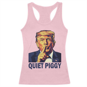 Quiet Piggy Shhh Trump Meme Racerback Tank Top Funny Political Satire Free Speech TS02 Light Pink Print Your Wear