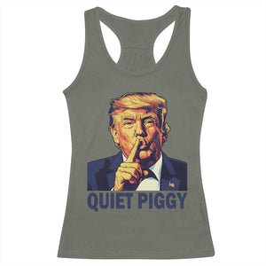 Quiet Piggy Shhh Trump Meme Racerback Tank Top Funny Political Satire Free Speech TS02 Military Green Print Your Wear