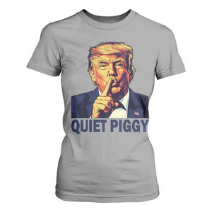 Quiet Piggy Shhh Trump Meme T Shirt For Women Funny Political Satire Free Speech TS02 Sport Gray Print Your Wear
