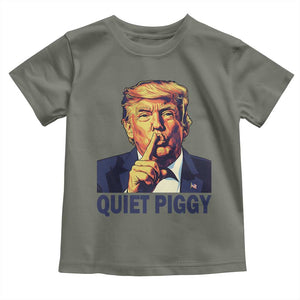 Quiet Piggy Shhh Trump Meme Toddler T Shirt Funny Political Satire Free Speech TS02 Military Green Print Your Wear