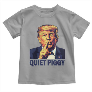 Quiet Piggy Shhh Trump Meme Toddler T Shirt Funny Political Satire Free Speech TS02 Sport Gray Print Your Wear