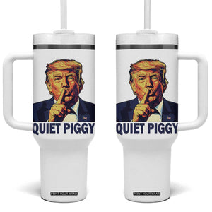 Quiet Piggy Shhh Trump Meme Tumbler With Handle Funny Political Satire Free Speech TS02 One Size: 40 oz White Print Your Wear
