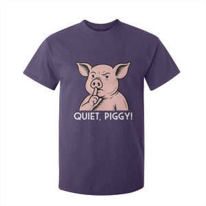 Quiet Piggy Funny Shushing Pig T Shirt For Kid Funny Political Satire Cute Cartoon Animal Humor TS02 Purple Print Your Wear