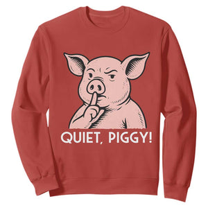 Quiet Piggy Funny Shushing Pig Sweatshirt Funny Political Satire Cute Cartoon Animal Humor TS02 Red Print Your Wear