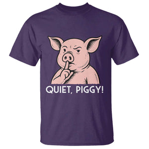 Quiet Piggy Funny Shushing Pig T Shirt Funny Political Satire Cute Cartoon Animal Humor TS02 Purple Print Your Wear