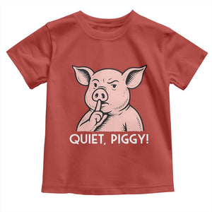 Quiet Piggy Funny Shushing Pig Toddler T Shirt Funny Political Satire Cute Cartoon Animal Humor TS02 Red Print Your Wear