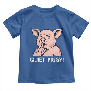 Quiet Piggy Funny Shushing Pig Toddler T Shirt Funny Political Satire Cute Cartoon Animal Humor TS02 Royal Blue Print Your Wear