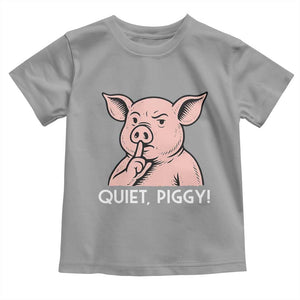 Quiet Piggy Funny Shushing Pig Toddler T Shirt Funny Political Satire Cute Cartoon Animal Humor TS02 Sport Gray Print Your Wear