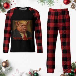 Quiet Piggy Surreal Pig Trump Meme Plaid Pajama Set Political Satire Parody TS02 Buffalo Plaid Print Your Wear