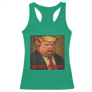Quiet Piggy Surreal Pig Trump Meme Racerback Tank Top Political Satire Parody TS02 Irish Green Print Your Wear