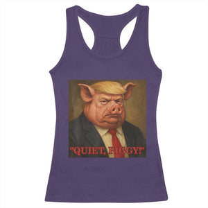 Quiet Piggy Surreal Pig Trump Meme Racerback Tank Top Political Satire Parody TS02 Purple Print Your Wear