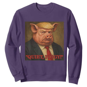 Quiet Piggy Surreal Pig Trump Meme Sweatshirt Political Satire Parody TS02 Purple Print Your Wear