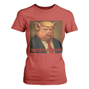 Quiet Piggy Surreal Pig Trump Meme T Shirt For Women Political Satire Parody TS02 Red Print Your Wear