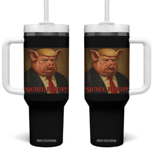 Quiet Piggy Surreal Pig Trump Meme Tumbler With Handle Political Satire Parody TS02 One Size: 40 oz Black Print Your Wear