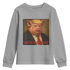 Quiet Piggy Surreal Pig Trump Meme Youth Sweatshirt Political Satire Parody TS02 Sport Gray Print Your Wear