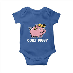 Quiet Piggy Funny Blonde Pig Baby Onesie Political Satire Humor Free Speech Cute Cartoon TS02 Royal Blue Print Your Wear