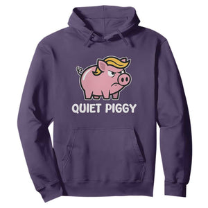Quiet Piggy Funny Blonde Pig Hoodie Political Satire Humor Free Speech Cute Cartoon TS02 Purple Print Your Wear
