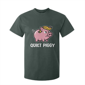 Quiet Piggy Funny Blonde Pig T Shirt For Kid Political Satire Humor Free Speech Cute Cartoon TS02 Dark Forest Green Print Your Wear