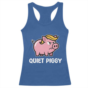 Quiet Piggy Funny Blonde Pig Racerback Tank Top Political Satire Humor Free Speech Cute Cartoon TS02 Royal Blue Print Your Wear
