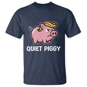 Quiet Piggy Funny Blonde Pig T Shirt Political Satire Humor Free Speech Cute Cartoon TS02 Navy Print Your Wear