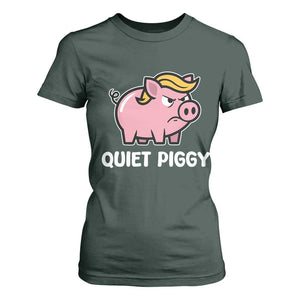 Quiet Piggy Funny Blonde Pig T Shirt For Women Political Satire Humor Free Speech Cute Cartoon TS02 Dark Forest Green Print Your Wear