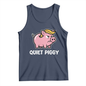 Quiet Piggy Funny Blonde Pig Tank Top Political Satire Humor Free Speech Cute Cartoon TS02 Navy Print Your Wear