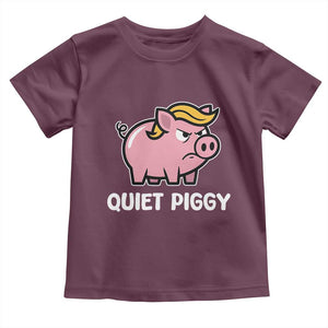 Quiet Piggy Funny Blonde Pig Toddler T Shirt Political Satire Humor Free Speech Cute Cartoon TS02 Maroon Print Your Wear