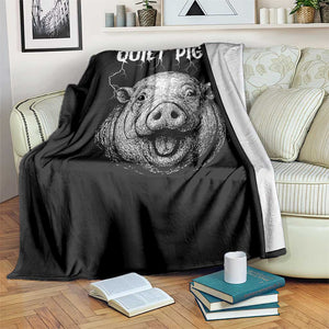Quiet Piggy Metal Style Throw Blanket Dark Humor Pig Political Satire Humor Rock Aesthetic TS02 Print Your Wear