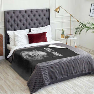 Quiet Piggy Metal Style Throw Blanket Dark Humor Pig Political Satire Humor Rock Aesthetic TS02 Print Your Wear