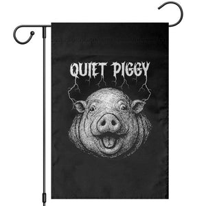 Quiet Piggy Metal Style Garden Flag Dark Humor Pig Political Satire Humor Rock Aesthetic TS02 Black Print Your Wear